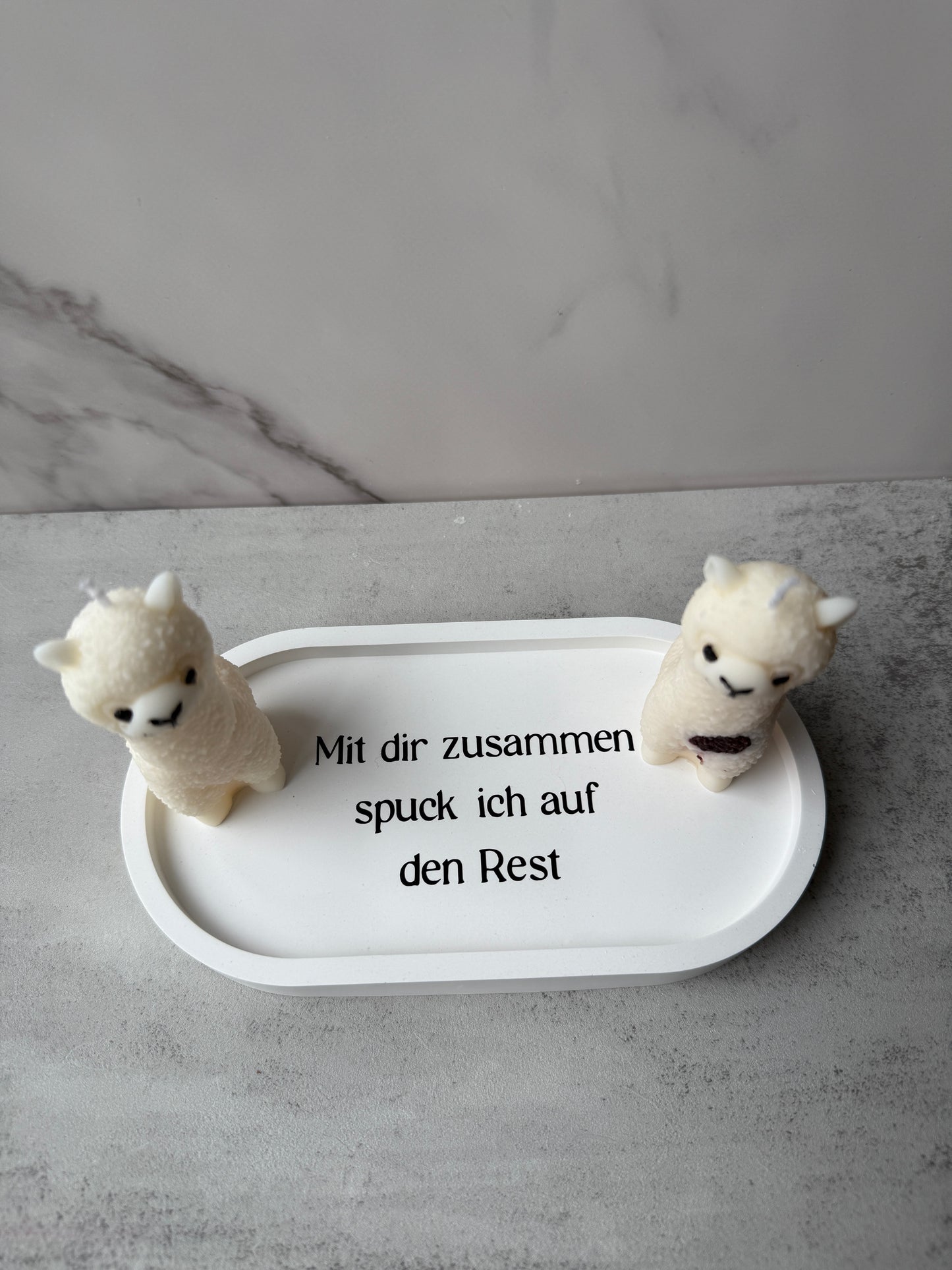 Alpaka Set mit Untersetzer „Mit dir spuck ich auf den Rest“