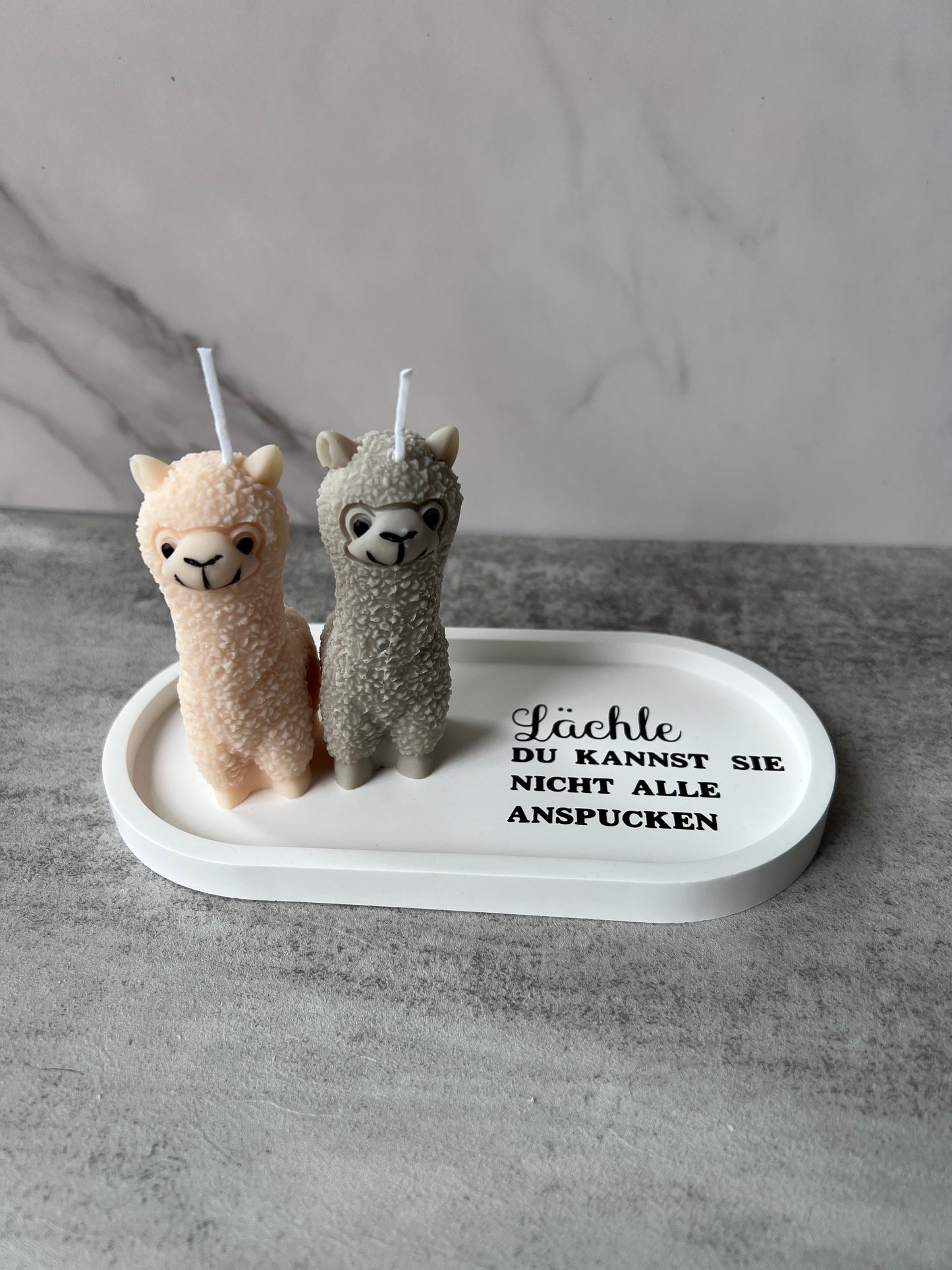 Alpaka Set mit Untersetzer "Spruch"