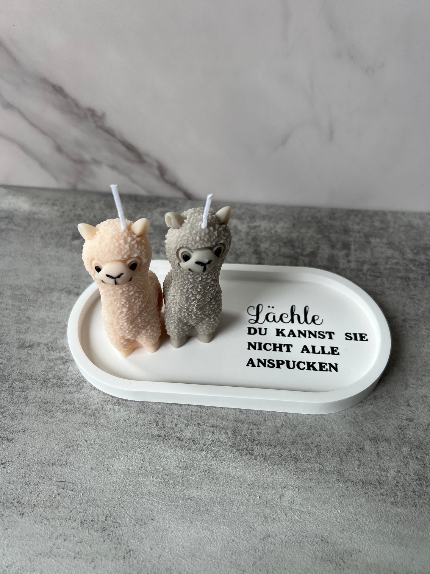 Alpaka Set mit Untersetzer "Spruch"