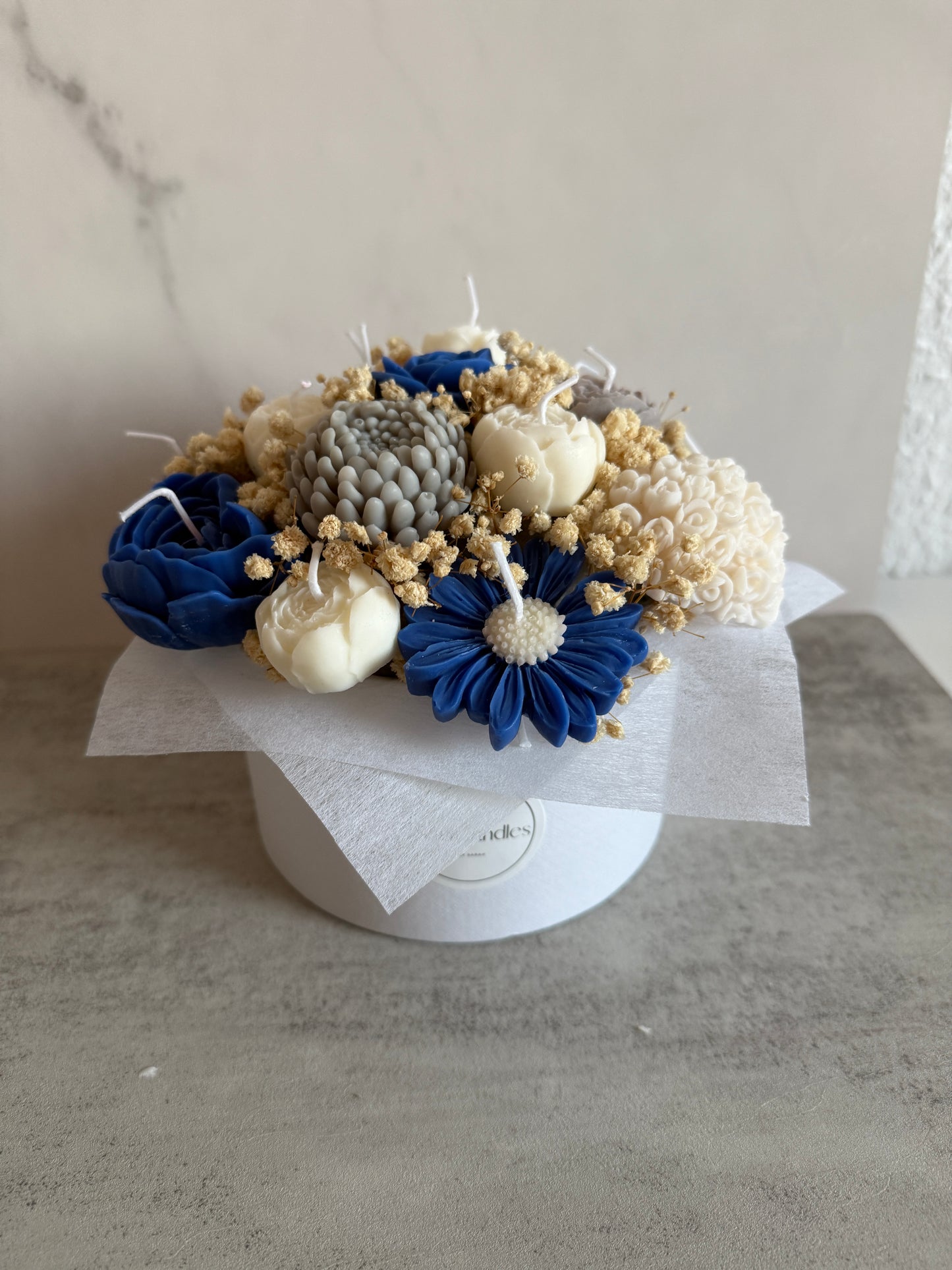 Forever Flowers - wit/blauw/grijs