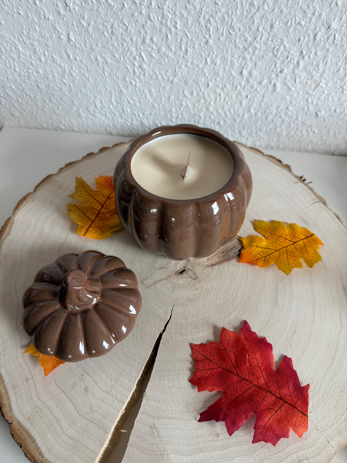 Keramikkerze Kürbis