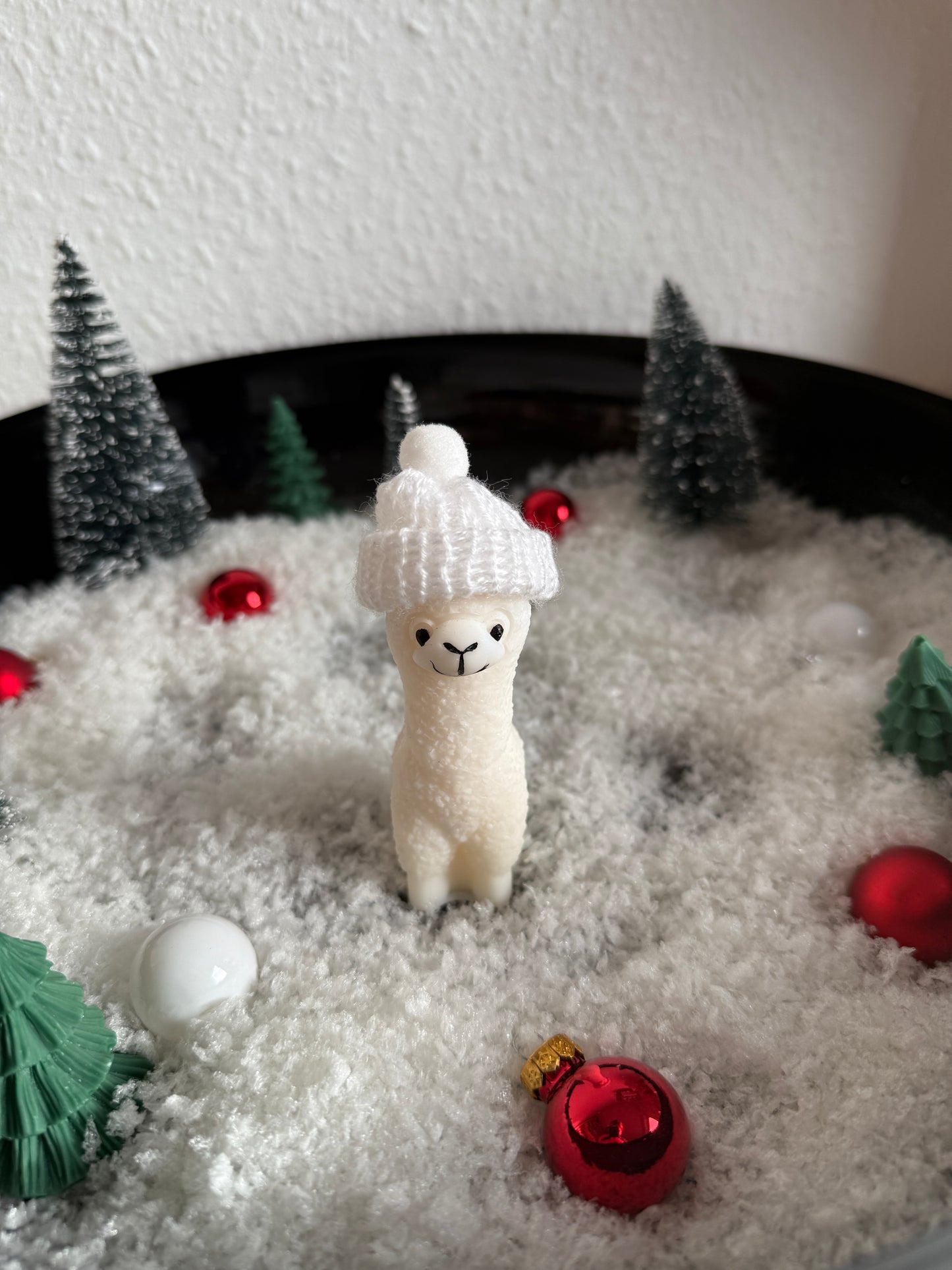 Alpaka Kerze mit Mütze