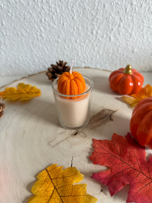 Kürbis Kerze im Glas