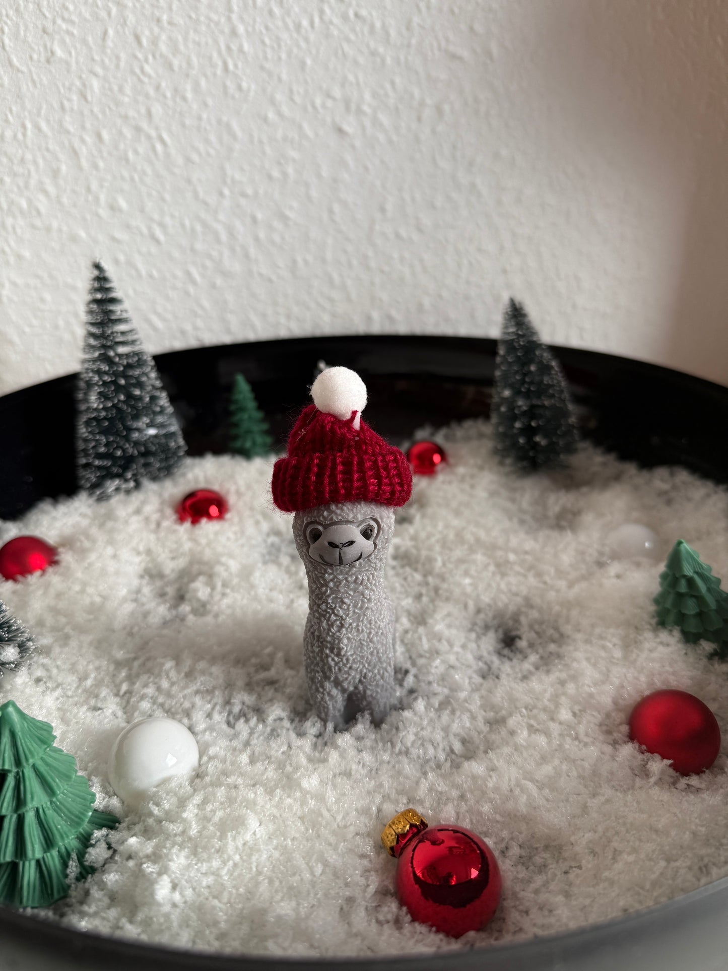 Alpaka Kerze mit Mütze