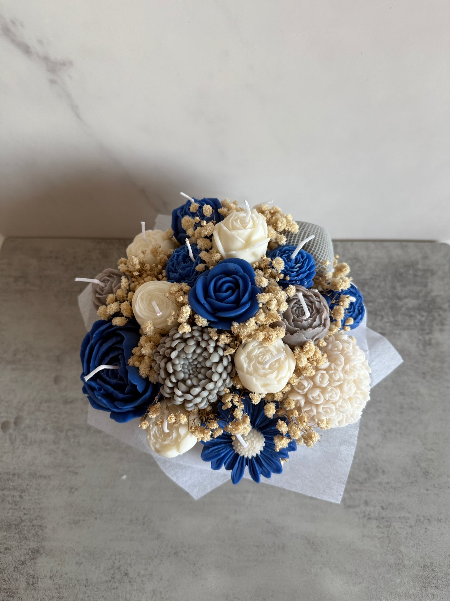 Forever Flowers - weiß/blau/grau