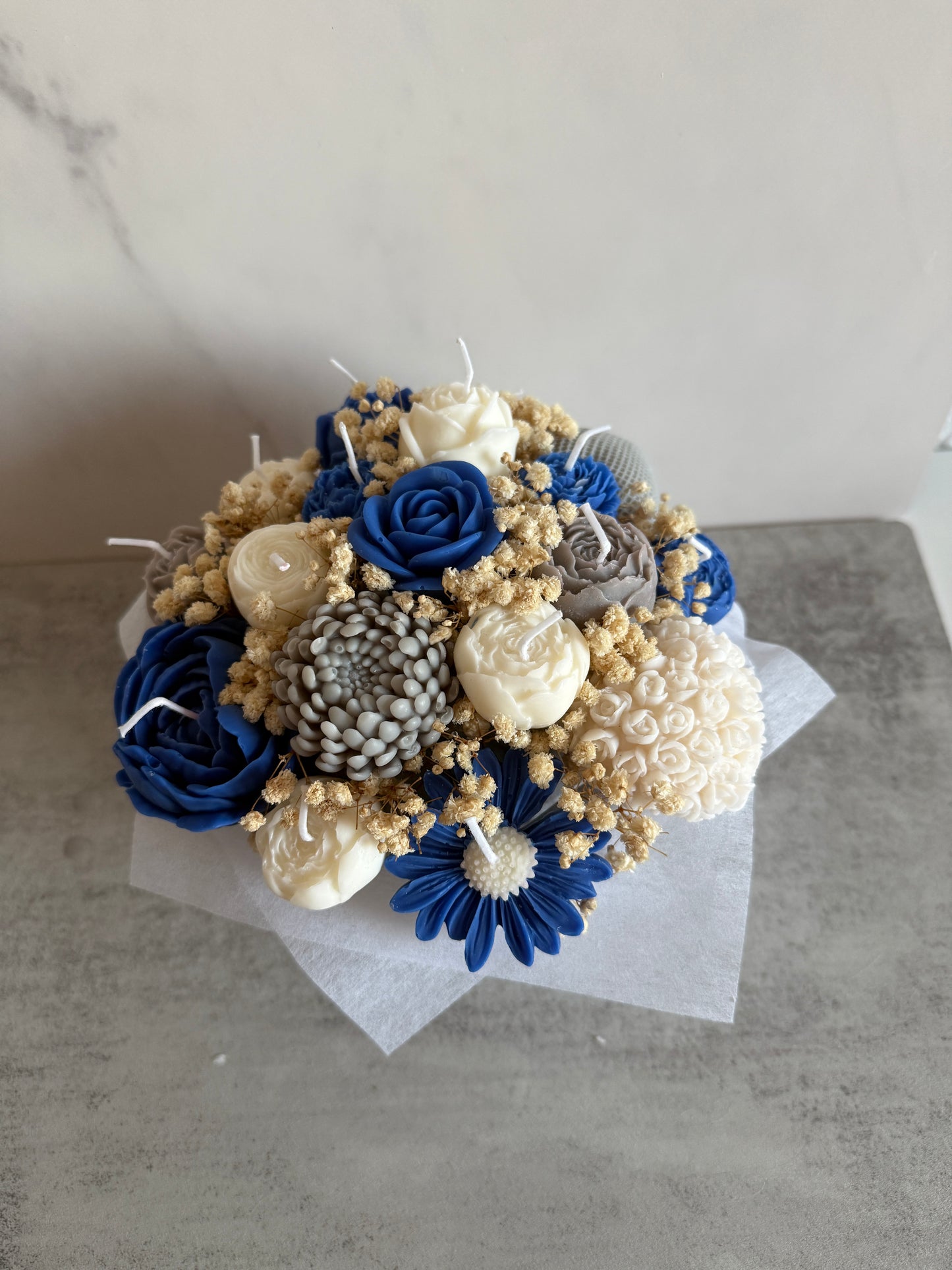 Forever Flowers - weiß/blau/grau