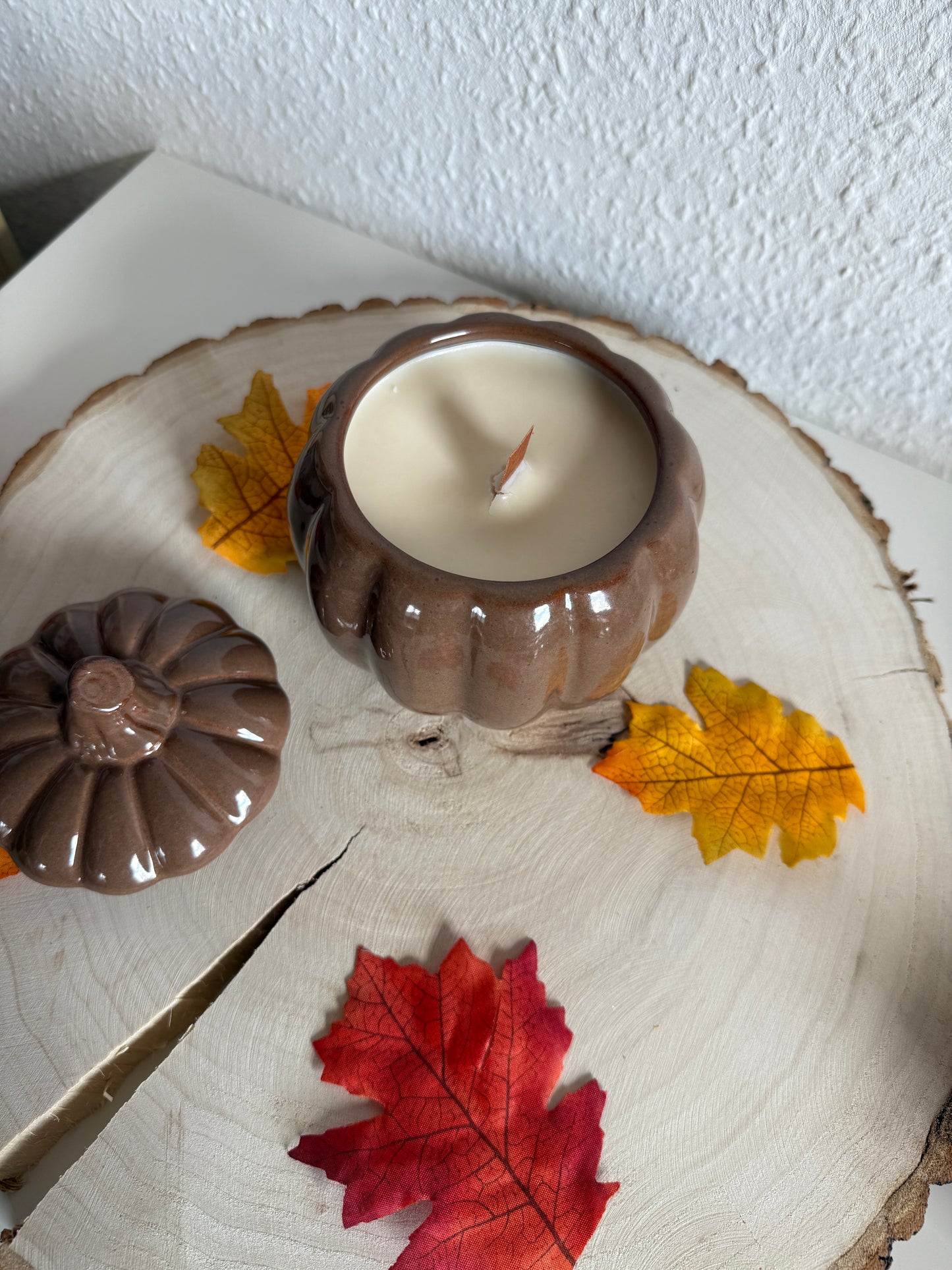 Keramikkerze Kürbis