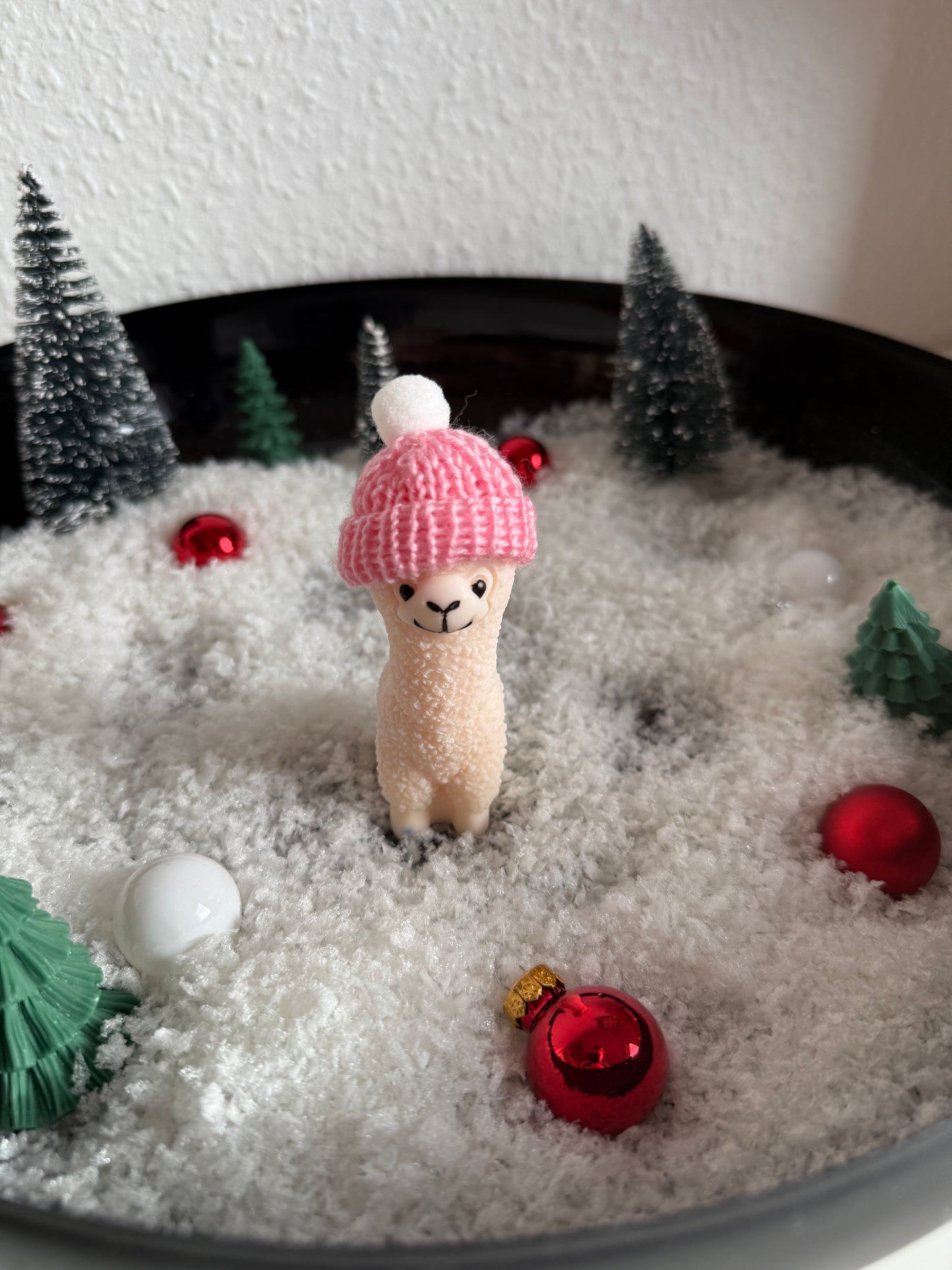 Alpaka Kerze mit Mütze