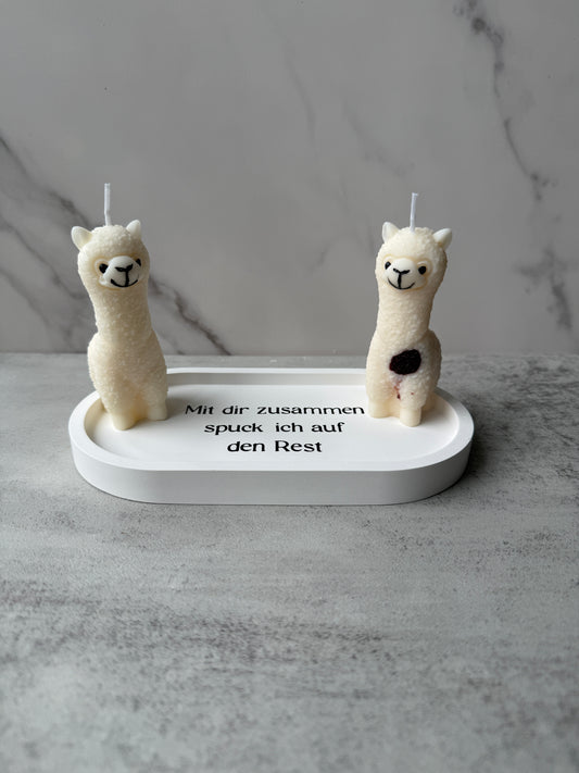 Alpaka Set mit Untersetzer „Mit dir spuck ich auf den Rest“