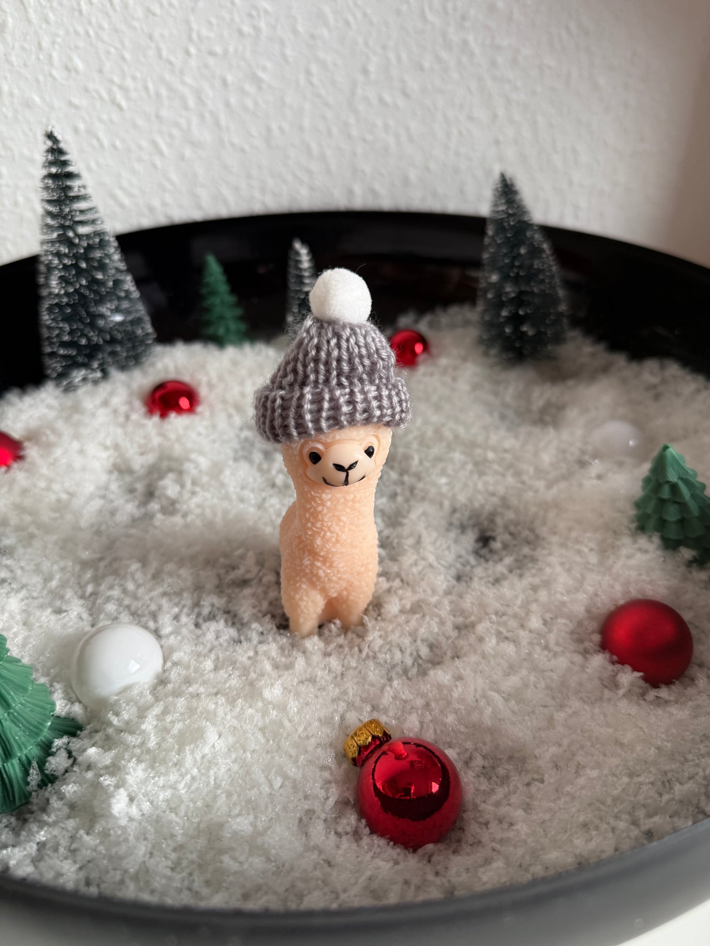 Alpaka Kerze mit Mütze