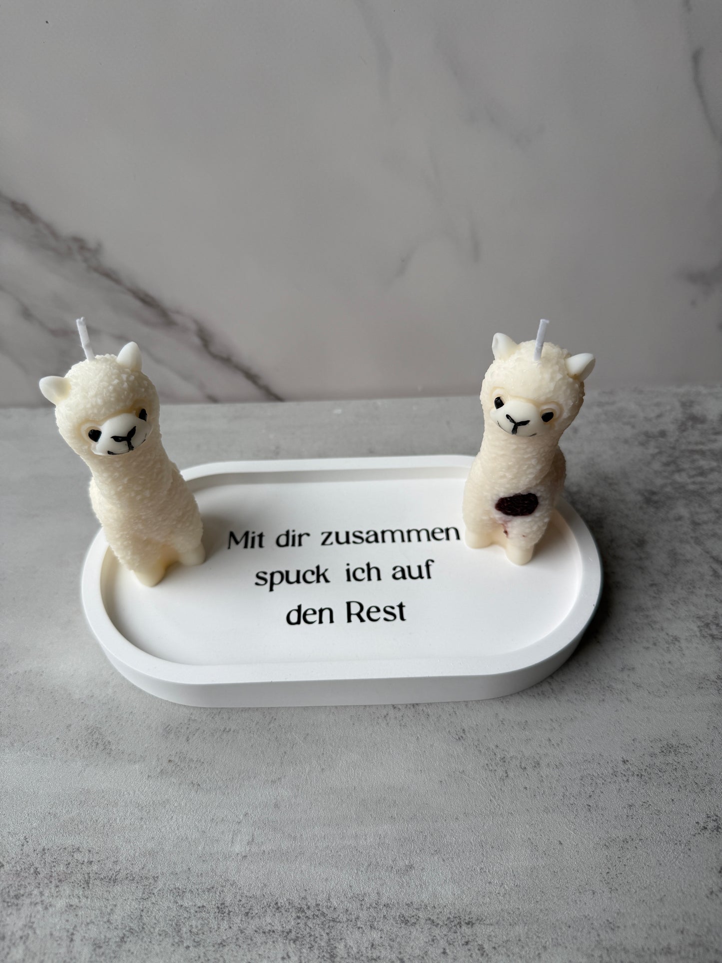 Alpaka Set mit Untersetzer „Mit dir spuck ich auf den Rest“