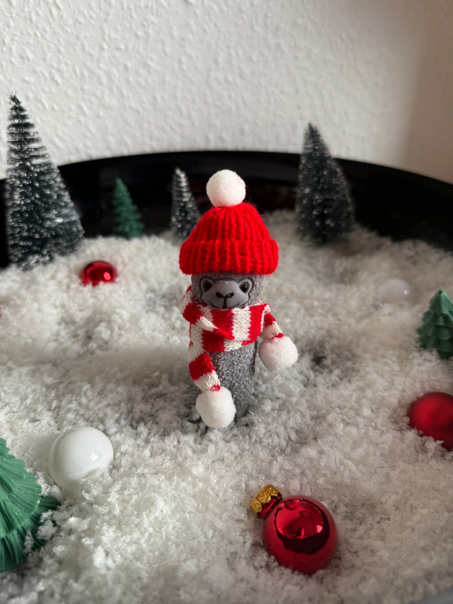 Alpaka Kerze mit Mütze