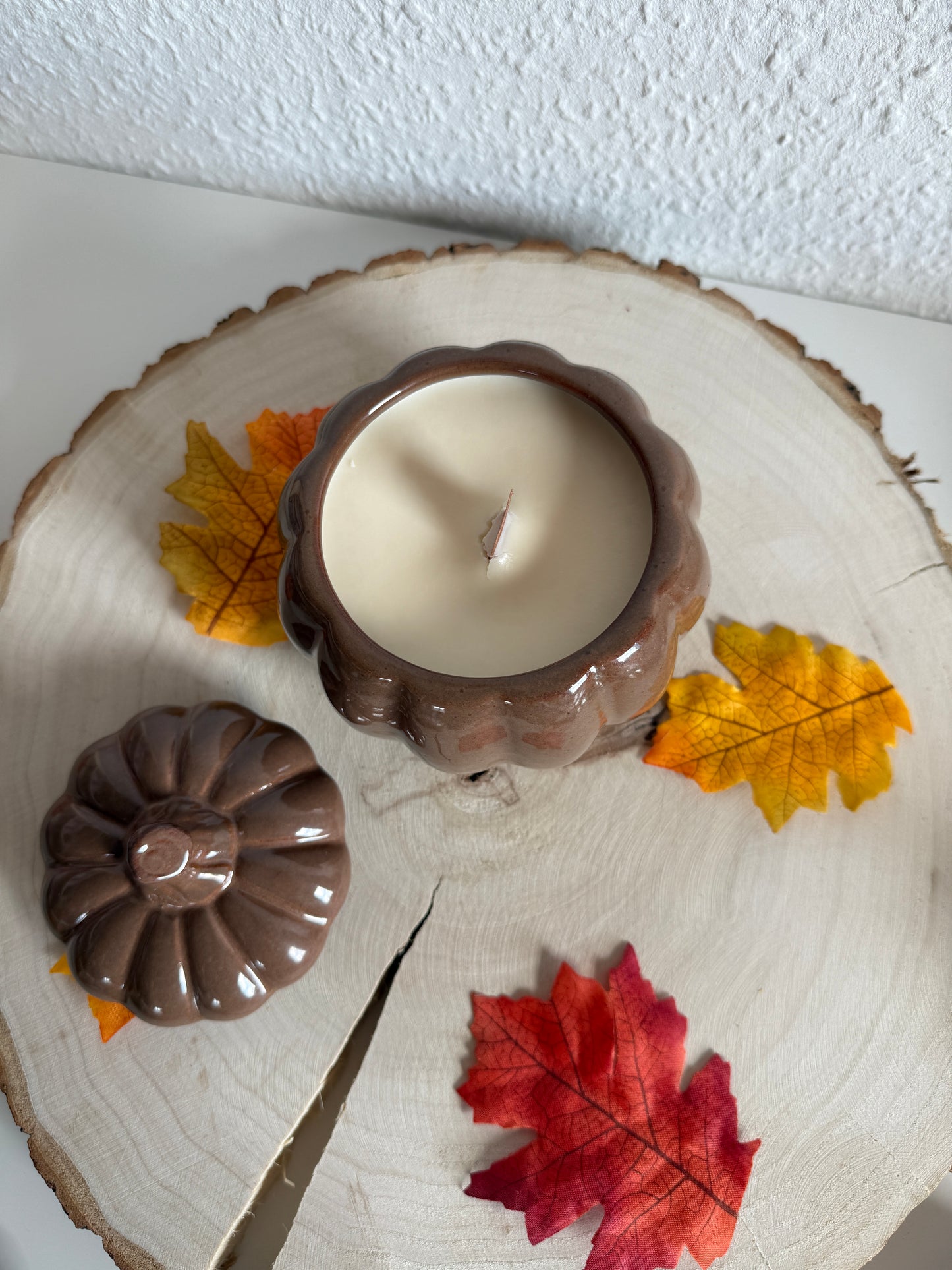 Keramikkerze Kürbis